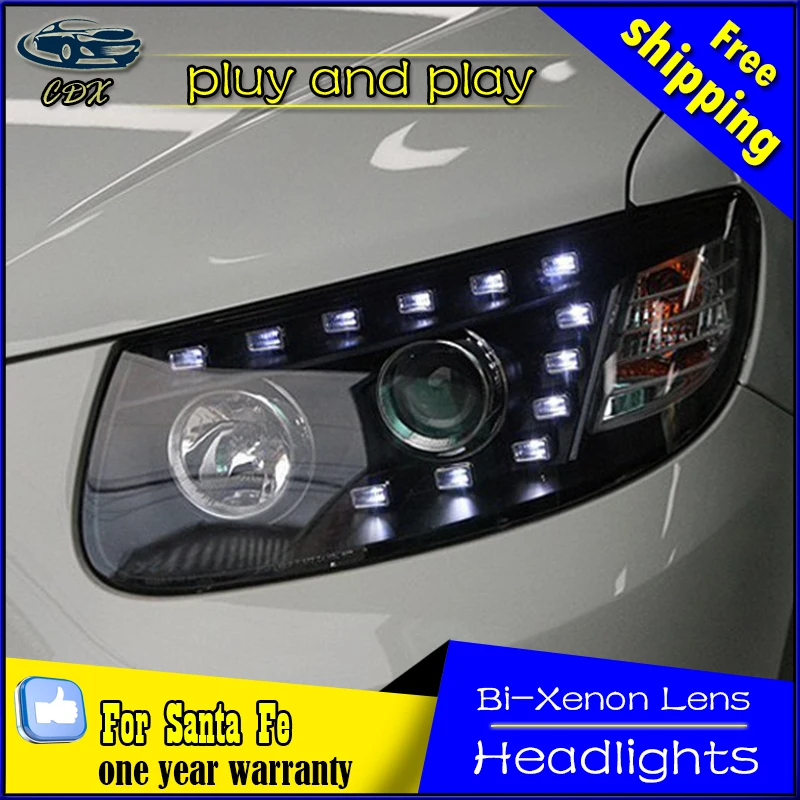 Car Styling Head Lamp for Hyundai Santa Fe Headlights 2010 2014 LED
