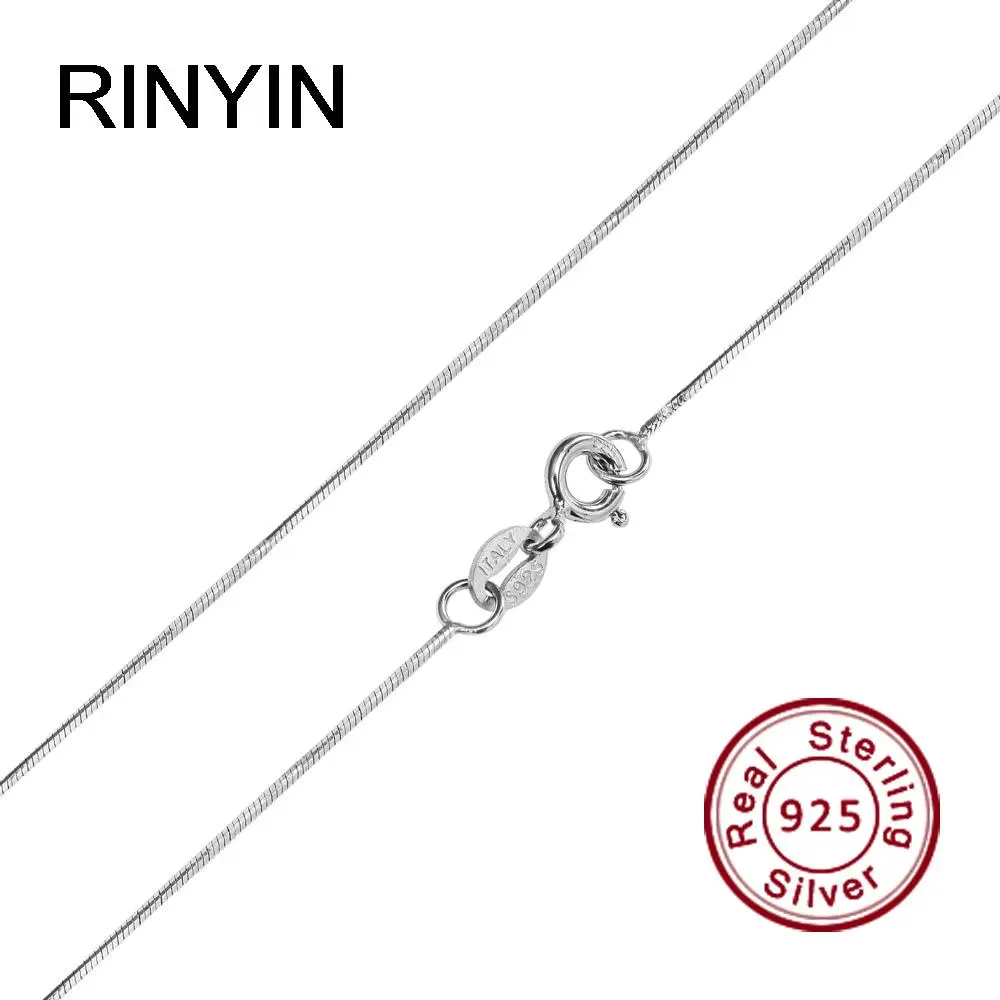 RINYIN 925 пробы серебро Цепочки и ожерелья Модные украшения 1 мм 16/18/20/22/24 дюйм(ов) цепи змейки