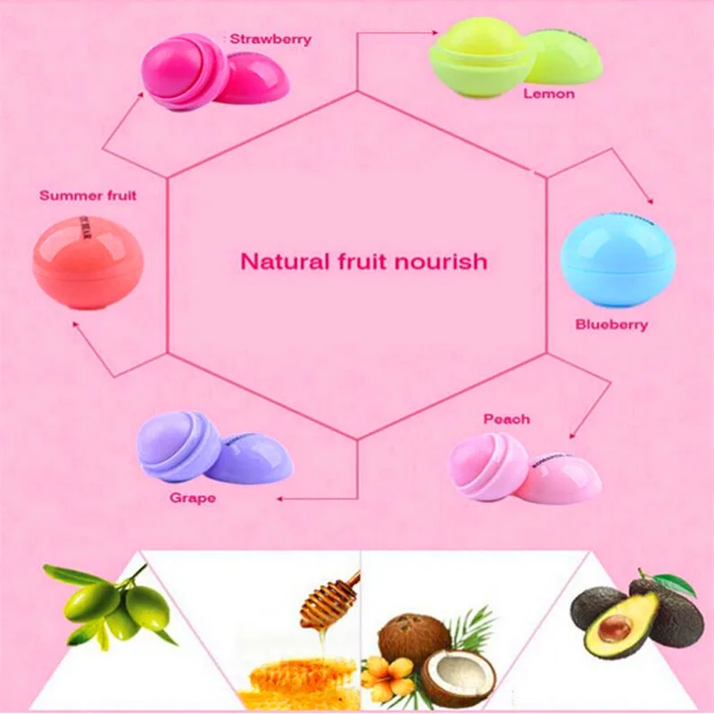 AddFavor 6 шт фруктовый вкус бальзам для губ круглый шар гладкой губ Salve губ Mosturizer уход Smackers природные органические макияж инструменты