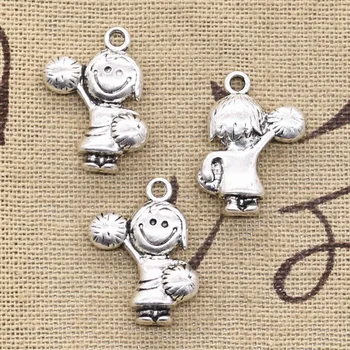 

8pcs Charms Cheerleaders Girl 22x15mm Antique Silver Color Plated Pendants Making DIY Handmade Tibetan Silver Color Jewelry