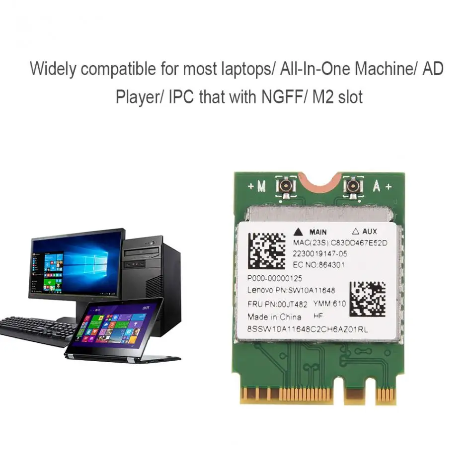 Двухдиапазонные сетевые карты Bluetooth 4 0 + 2 4G/ 5G Wi Fi беспроводная мини карта NGFF/ M2 для