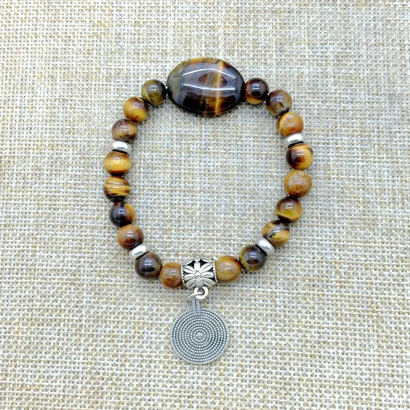 Beadztalk Stone Bead Bracelet Gift Yellow Tiger Eye Bead Jewelry Silver Charm Bracelet For Him Gift Elastic Bracelet Beadztalk Stone Bead Bracelet Gift Yellow Tiger Eye Bead Jewelry Silver Charm Bracelet For Him Gift Elastic Bracelet