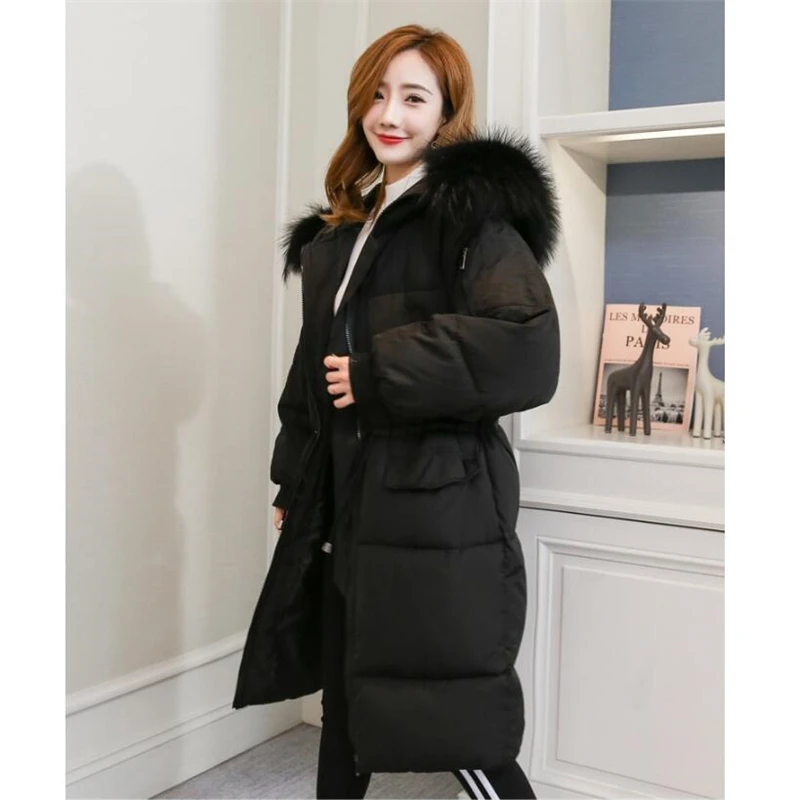 Long Mode Nouvelle Noir Chaud Femmes Pardessus gray Dames black À Lâche Manteau Le Vers Fourrure Épaissir D'hiver De Capuchon Beige Col Parka Coréenne Veste Bas xpTFz0Faw