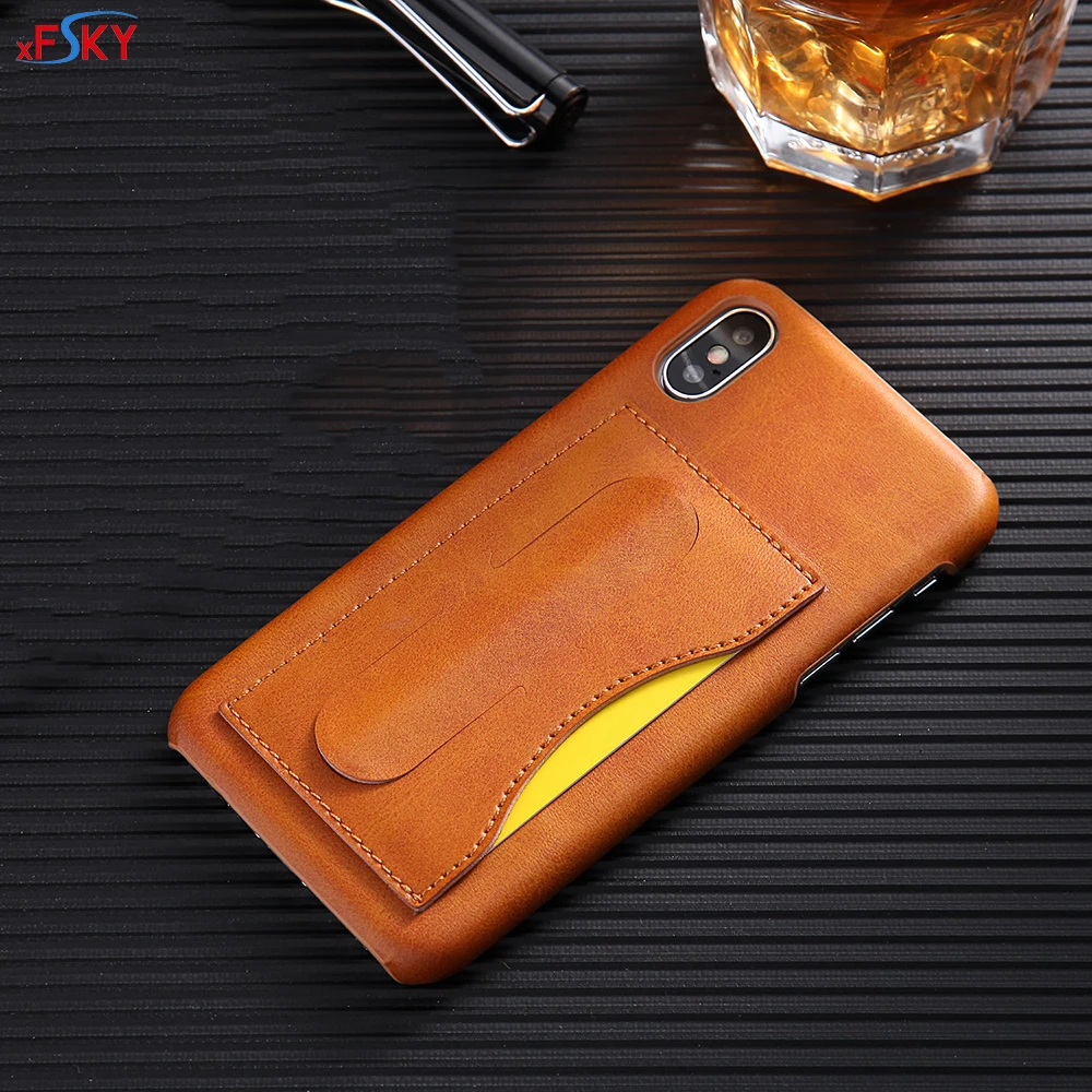 

PU Leather Back Cover Case For Apple iphone X Fashion European U-fold Hidden Stand Mobile Phone Bag With Kickstand Card Pocket