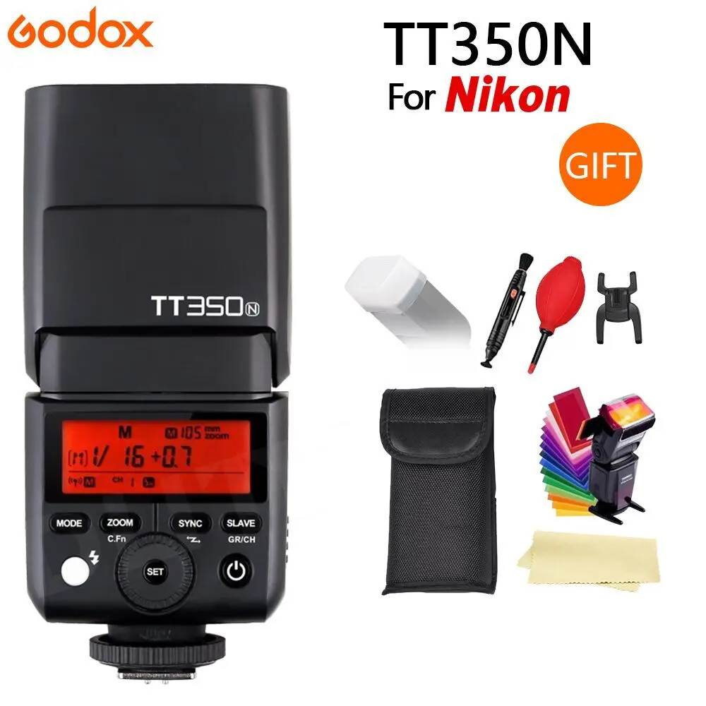 GODOX TT350N для камеры Nikon 2 4G HSS 1/8000s TTL GN36 Вспышка Speedlite + Диффузор CONXTRUE светодиодный USB