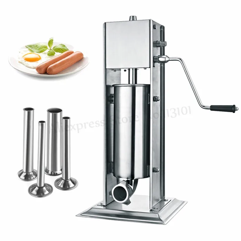 7 Liters Vertical Sausage Stuffer Meat Processor Salami Filler Stainless Steel Churros Filling