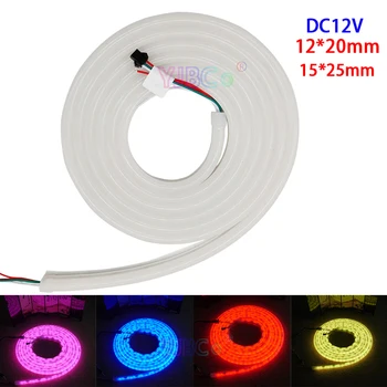

5m DC12V 12*20m/15*25mm full color Arcuate neon tube 60leds/m GS1903 IC Flexible strip digital 5050 RGB pixel LED neon light