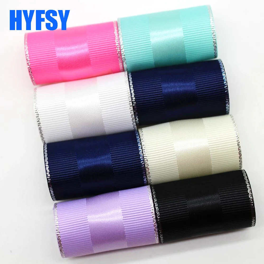 

hyfsy 1-1/2 38mm Double ribbon silver 10 yards hand-made material gift package Grosgrain ribbons polyester 100%