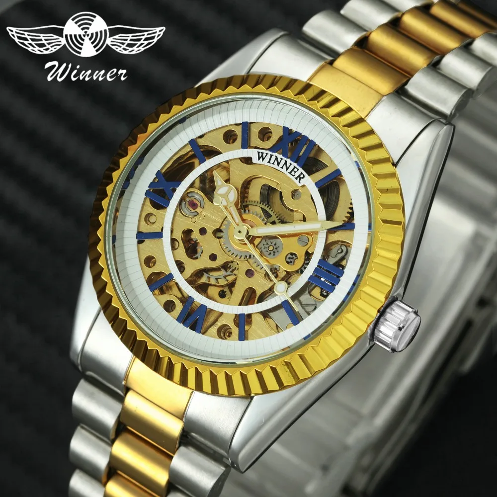 winner men's skeleton watch