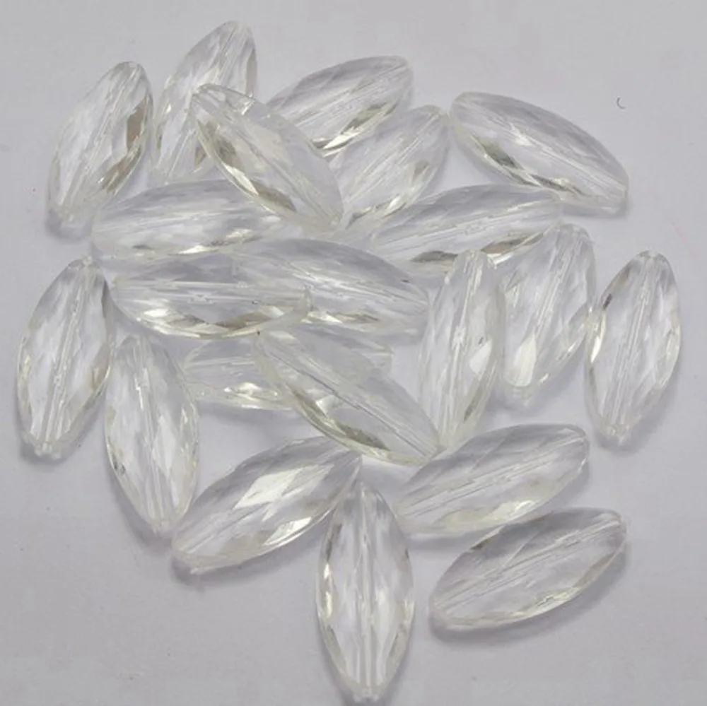 

50 Clear Acrylic Faceted Flat Oval Tube Beads 26X12mm Transparent Beads