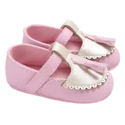 Бахрома милый ПУ принцесса девушка обувь из хлопка для новорожденных детская обувь мягкая подошва первых шагов Модная одежда для детей