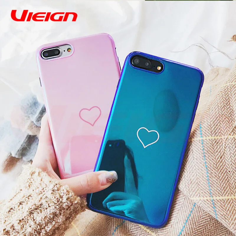 

VIEIGN Lovely Heart Painted Phone Case For iPhone 6 7 8 Case Fashion Couples Back Soft TPU Cover For iPhone 6 6s 7 8 Plus Cases