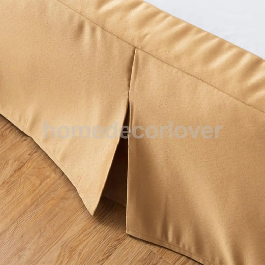 Luxury Plain Dyed Poly Polyester Platform Base Valance Sheet Bed Skirt Apron (Full, Queen, King Size Choice)