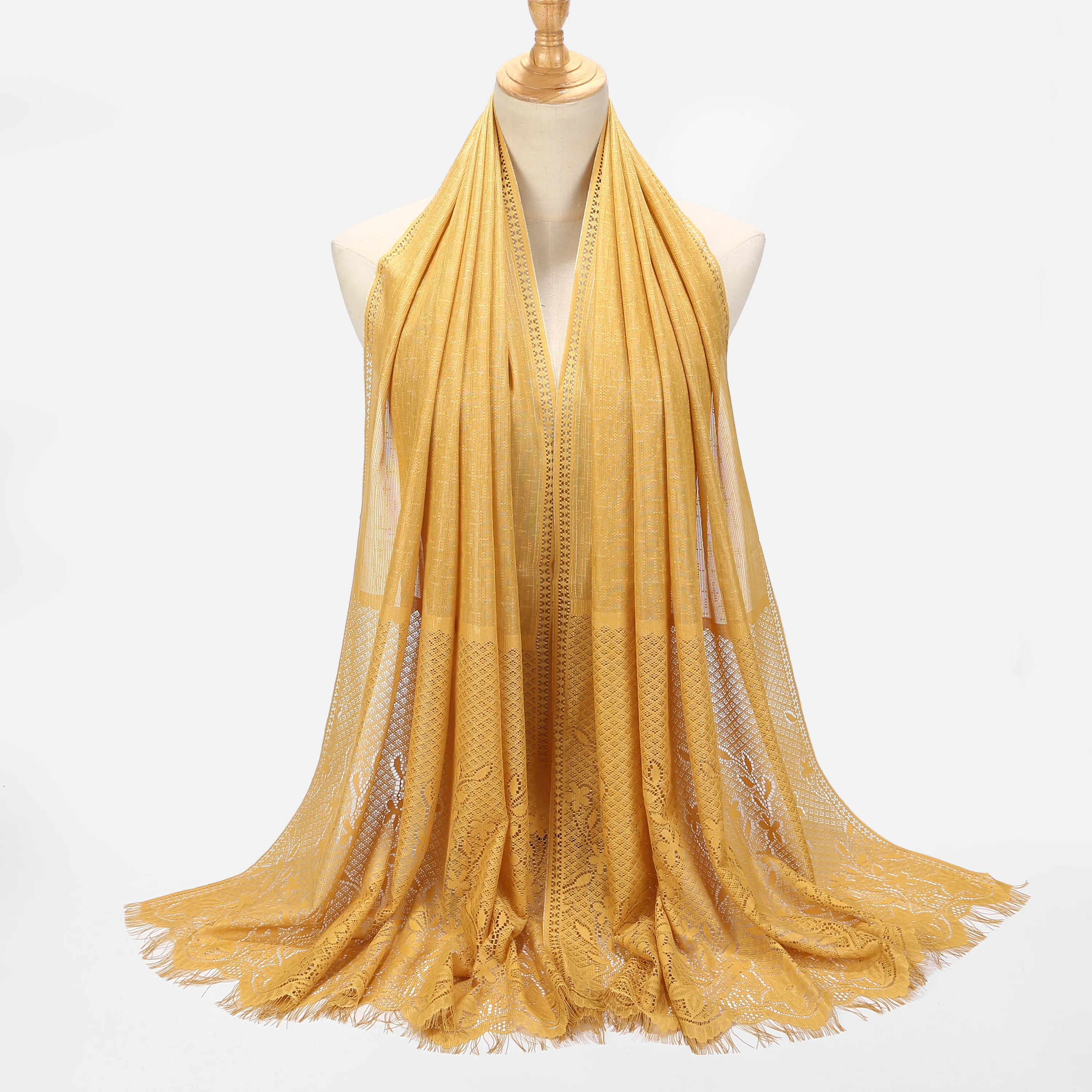 

1 pc fashion lace scarf hijab woman plain shawl wrap solid color scarf Headband Wrap Pashmina Muslim Hijab Scarves