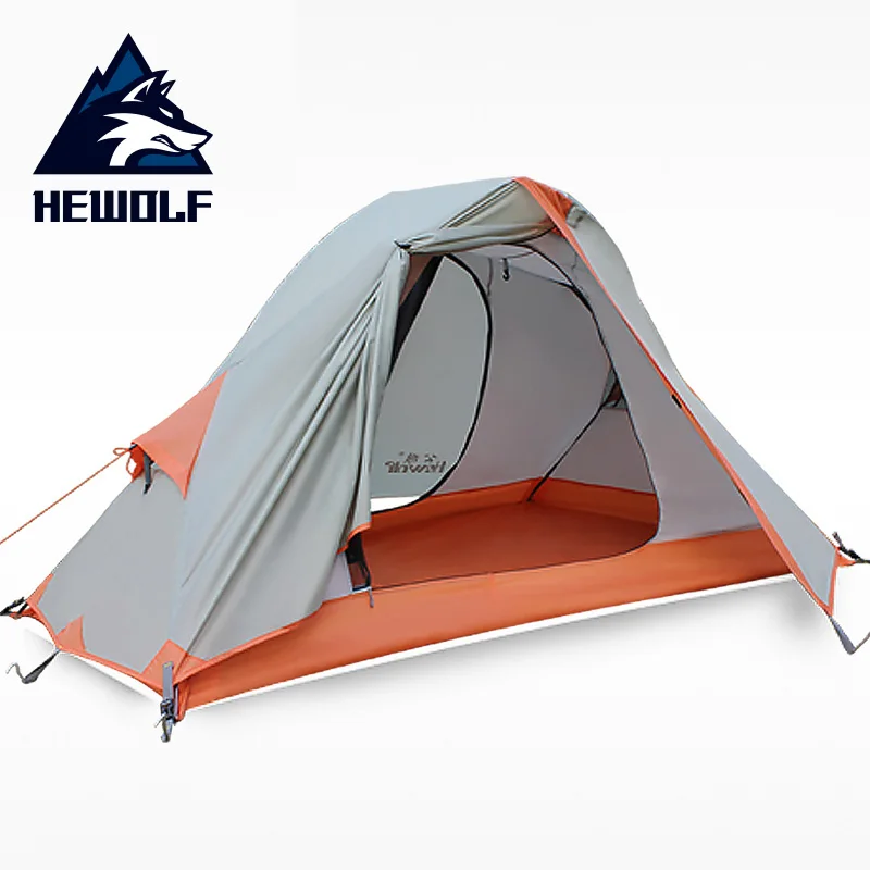 Hewolf одиночный человек использовать алюминиевые палки двухслойные водонепроницаемые ветрозащитные палатки для кемпинга зимние палатки