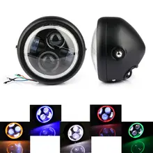 Krator 6 5inch LED Motorcycle Projector Daymaker Headlight Amber Halo Ring For Cafe racers