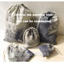 Хлопковая Сумка-мешок, китайские сумки для рисования чернилами, упаковочные пакеты для хранения, сумка для хранения, Индивидуальный размер 50 шт