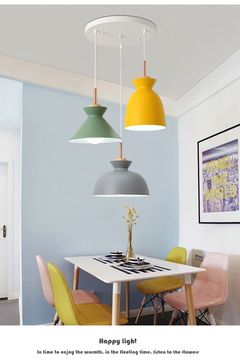 Fashion Colorful Modern DIY Wood Pendant Lights Minimalist Hanging Lights Suspension Luminaire Dining Room Lights Pendant Lamp (3)