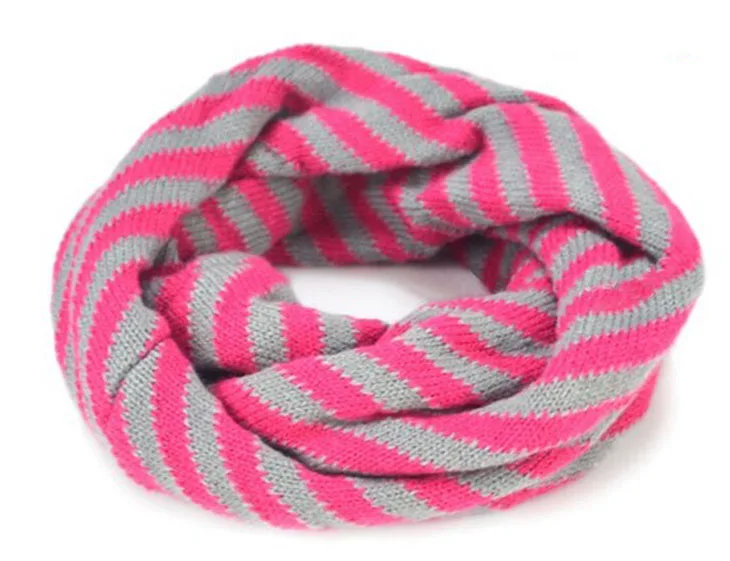 Шарф-кольцо унисекс, вязаные осенне-зимние теплые шарфы в полоску, детский шейный платок для мальчиков и девочек, детские аксессуары, WJ8281