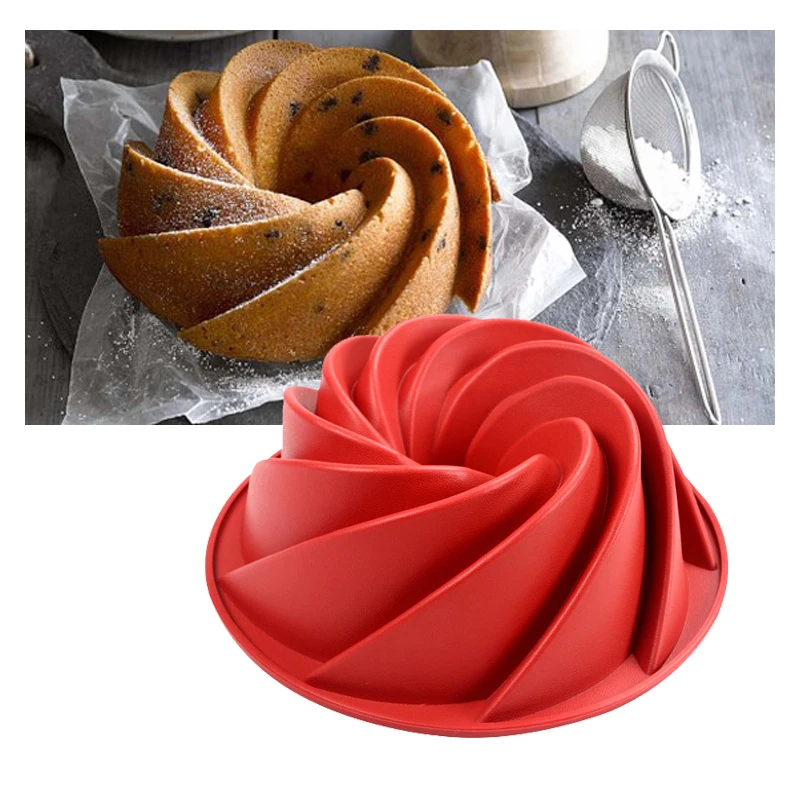 Buy Large Spiral shape silicone Bundt Cake Pan 10 inch