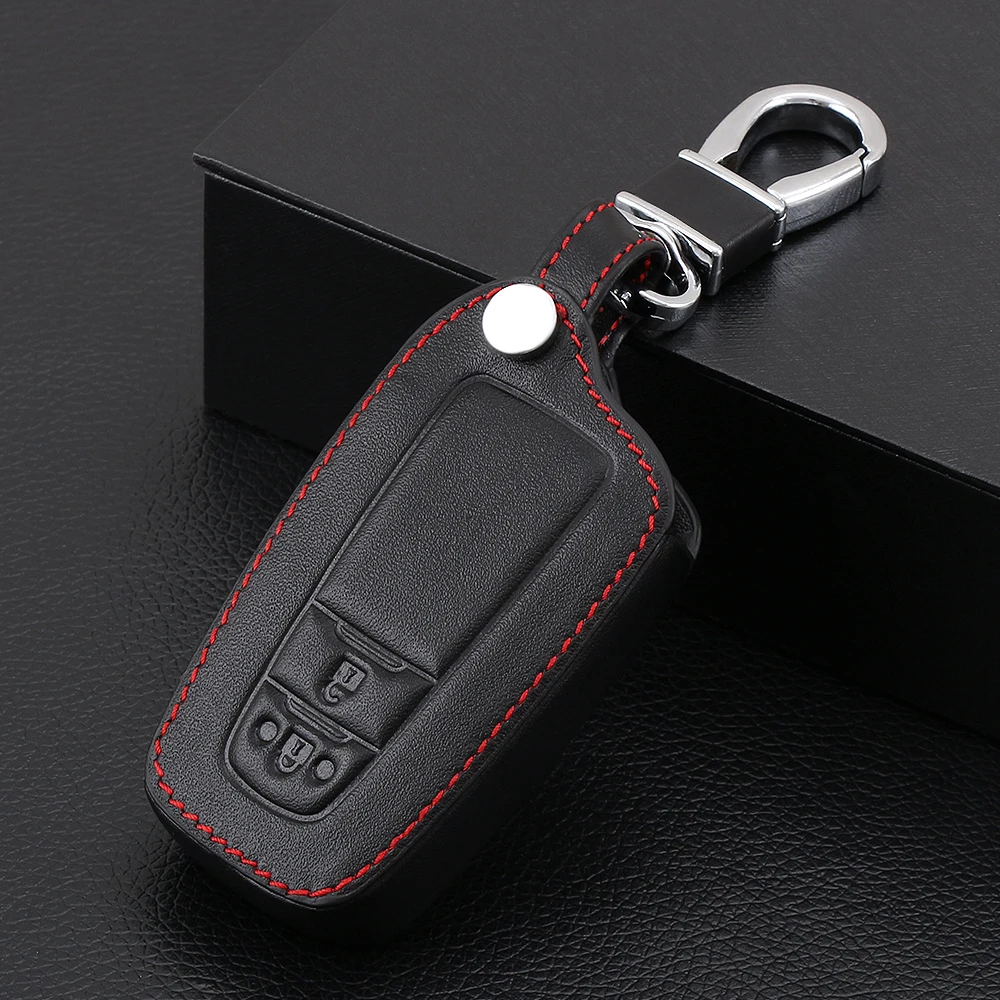 

Leather Key Case For Toyota Camry CHR Corolla RAV4 Avalon Land Cruiser Prado Prius 2017 2018 2019 Remote Fob Cover 2 Button