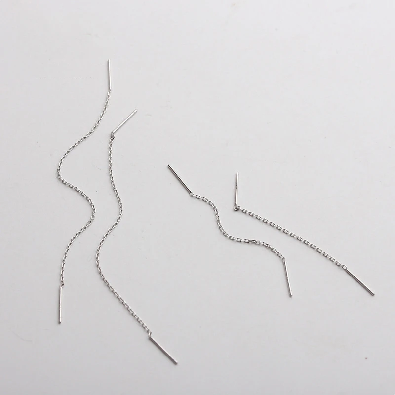 

Allergy-Free 925 Sterling Silver Long Ear Chain Line Dangle Drop Earrings For Women Girls Elegant Fashion Tassel Eardrop Jewelry