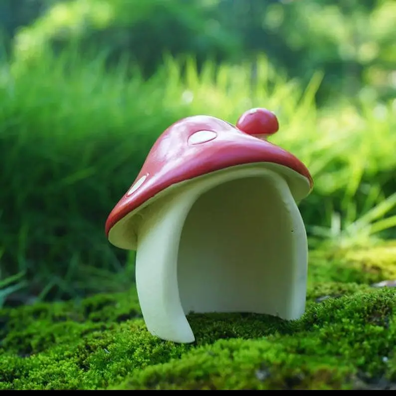 

Fairy Garden Miniature Small Mushroom House with Open Door , Mini Garden Supplies Terrarium DIY Accessoories