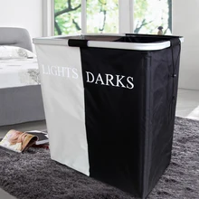 Двойной каркасный Складная Прачечная стиральная корзина одежда корзина для хранения корзина-черный+ белый M