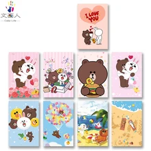 DIY раскрасок картины по номерам в различных расцветках с применением усовершенствованных биотехнологий Line Town тапочки в виде медвежонка; Цвет Коричневый, Кенни картина с кроликом Рисование Раскрашивание по номерам защелка для дома