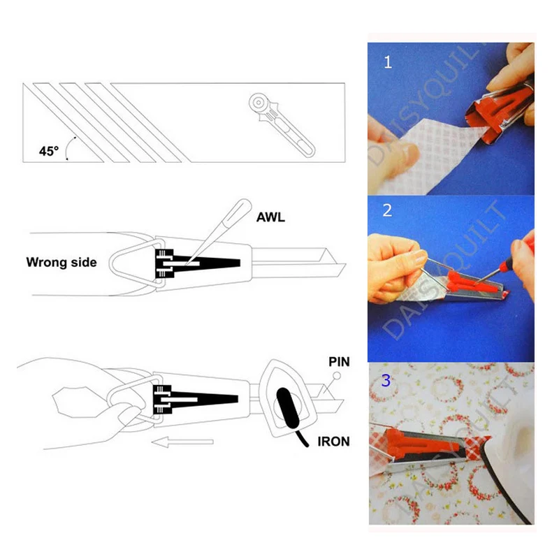 4/5 حجم النسيج البرسيم شريط حماية الأطراف صانع ملزم أداة مجموعة آلة أداة الخياطة اللحف هدب أدوات خياطة اكسسوارات