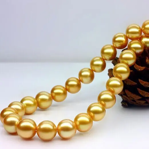 

18"12-15MM NATURAL SOUTH SEA GOLD PEARL NECKLACE