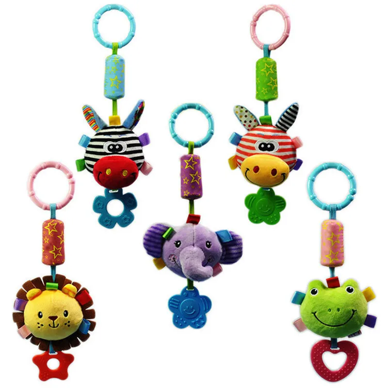 

Infant Rattle Cartoon Animal Models Baby Stroller Rattles Tinkle Hand Bell Campanula Pendant Plush Toy With BB Educational Toys