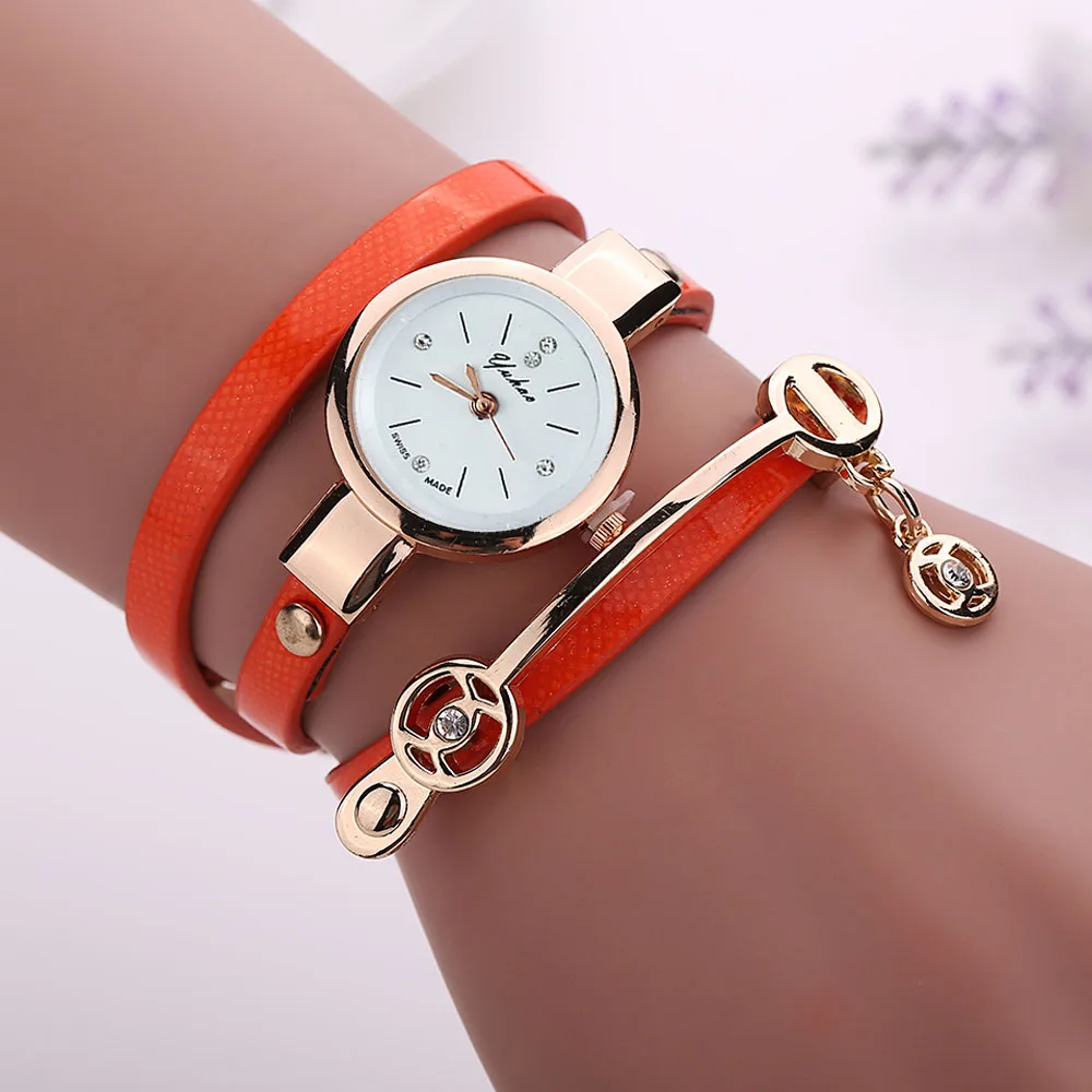 

Womens Quartz Leather Beads Wrist Watches Men Quartz Watch Casual Leather Ladies Wrist Clock