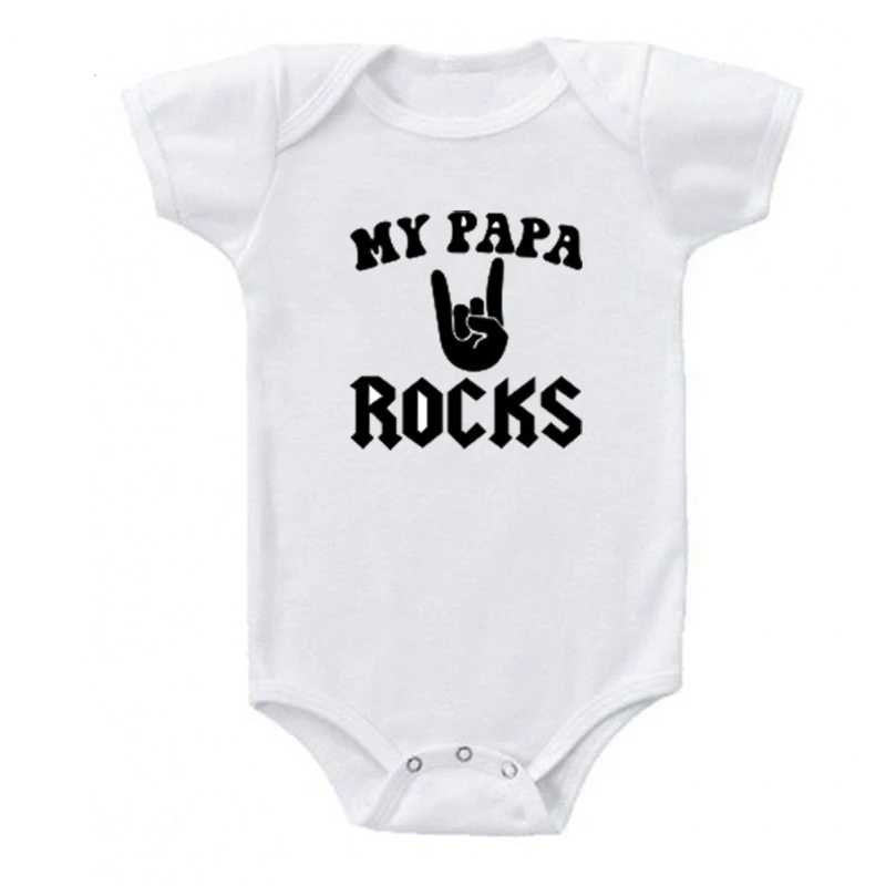 Боди с надписью «My PAPA Rock» для малышей, хлопковая одежда с короткими рукавами, новорожденная девочка-Новорожденный, одежда для мальчиков, забавная летняя одежда для малышей 0-24 месяцев