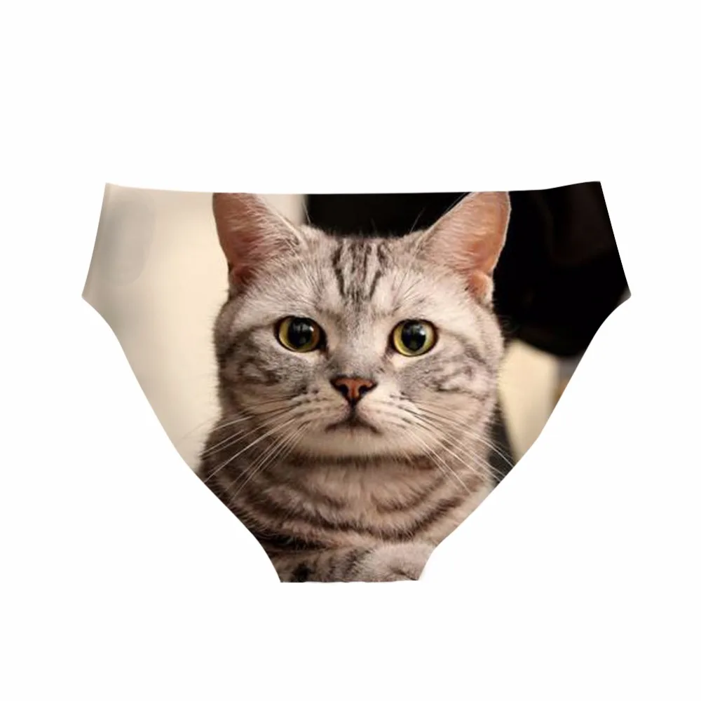 FORUDESIGNS женские бесшовные трусики с милым котом и 3D принтом модные в виде животных