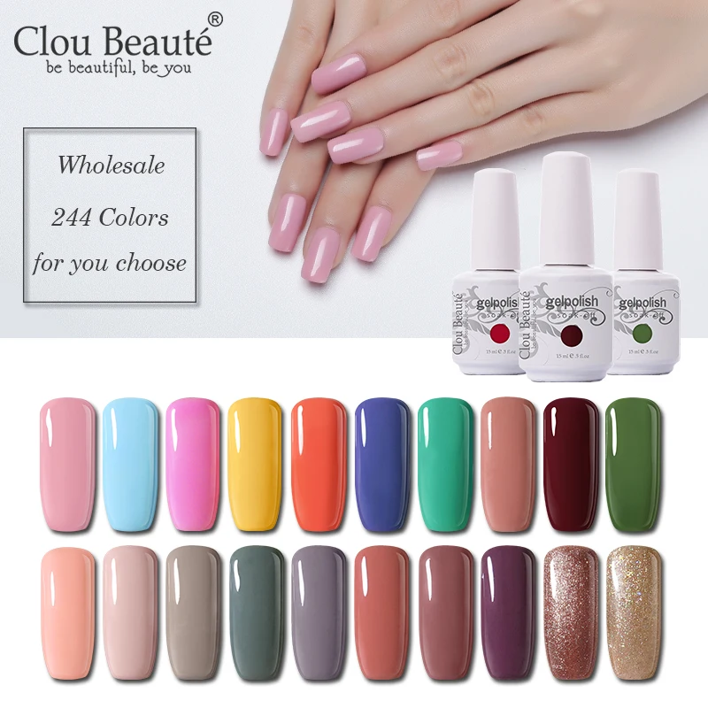 

Clou Beaute 200pcs Wholesale 15ml Gel Nail Polish 244 Colors Vernis Semi Permanent Soak Off White Hybrid Nail Art Varnish Gellak