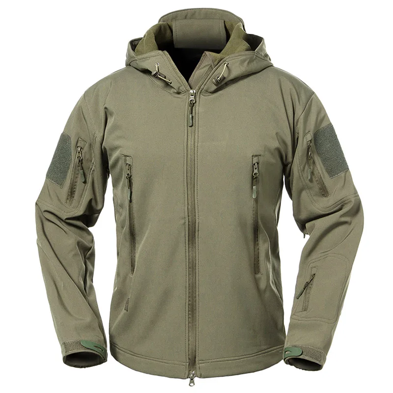 ReFire Шестерни Водонепроницаемый тактическая куртка Для мужчин Soft Shell Военная камуфляжная куртка армии Костюмы зимние ветрозащитные теплое пальто с капюшоном - Цвет: Army Green