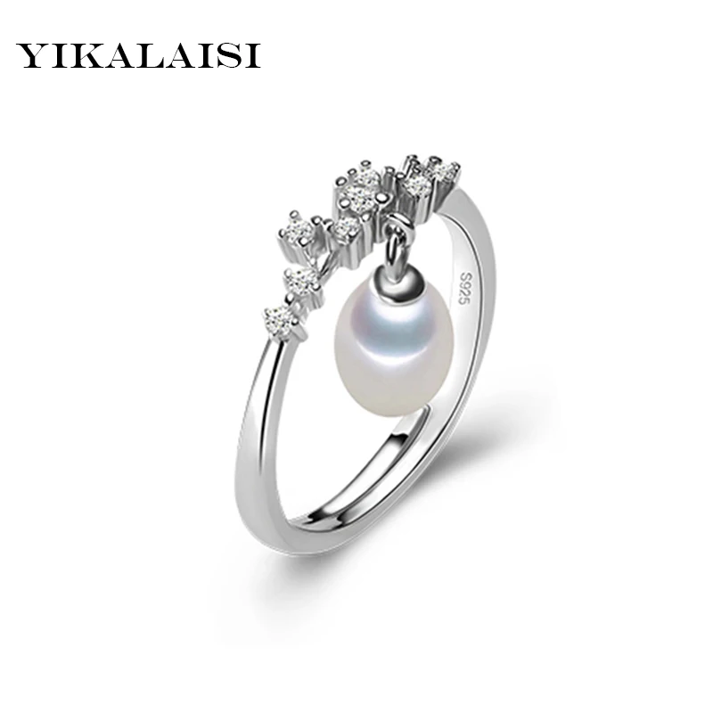 

YIKALAISI 2017 Fashion 100% natural Freshwater Pearl jewelry rings 8-9 mm fashion 925 sterling silver jewelry ring For Women