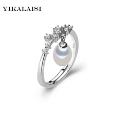 YIKALAISI 2017 Fashion 100 natural Freshwater Pearl jewelry rings 8 9 mm fashion 925 sterling silver