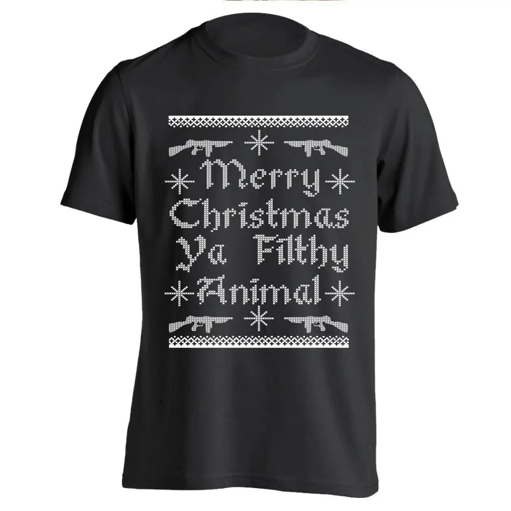 guns merry christmas ya filthy animal mens unisex custom t shirt in merry christmas ya filthy animals