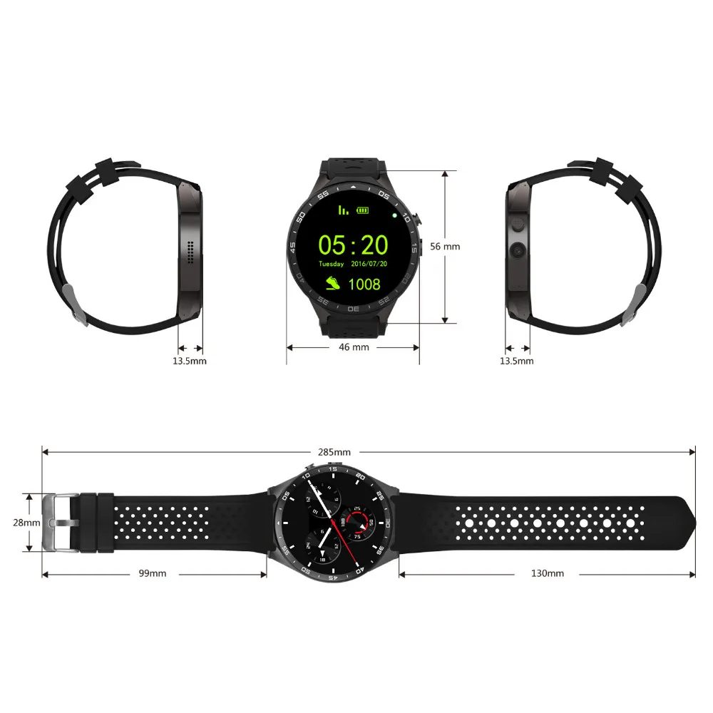  Hot Sale KW88 Smart Watch Android 5.1 Bluetooth Smartwatch 1.39 inch Support 3G wifi Heart Rate for