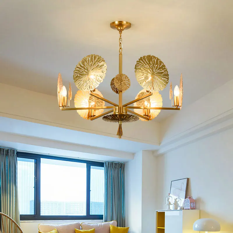 

American Modern Chandelier Whole Copper Dining Room Lights LED Chandeliers Nordic Copper Lamps Lighting Suspension Luminaire
