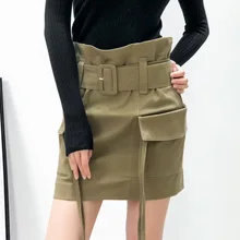 Летняя новая женская юбка ретро сумка бедра высокая талия большой карман юбка для женщин