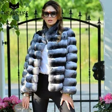 Real Fur With Nature Chinchilla Rex Rabbit Furs Women Fur Coat With Stand Collar Fashion Horizontal Stripes Rabbit Jackets 2018 Real Fur With Nature Chinchilla Rex Rabbit Furs Women Fur Coat With Stand Collar Fashion Horizontal Stripes Rabbit Jackets 2018