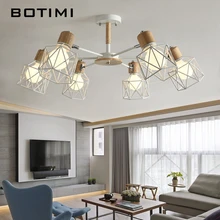 BOTIMI Lustre деревянная люстра для железный абажур для гостиной светодиодный люстра освещение люстры Para Sala De Jantar домашняя лампа