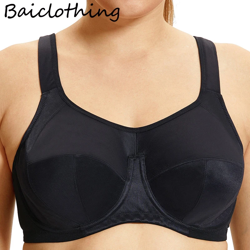 38 40 42 44 46 DD E F G H BAICLOTHING Женский Большой Размер X-back Полная поддержка контроль отскока на косточках полный охват Бюстгальтер черный кожа