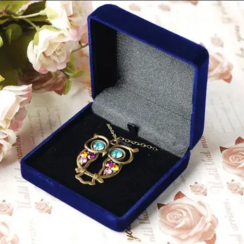 

Upscale 12pcs Blue Velvet Necklace jewelry Gift box organizer for Ring earring Charm Box jewelry Display Box Free shipping 2018