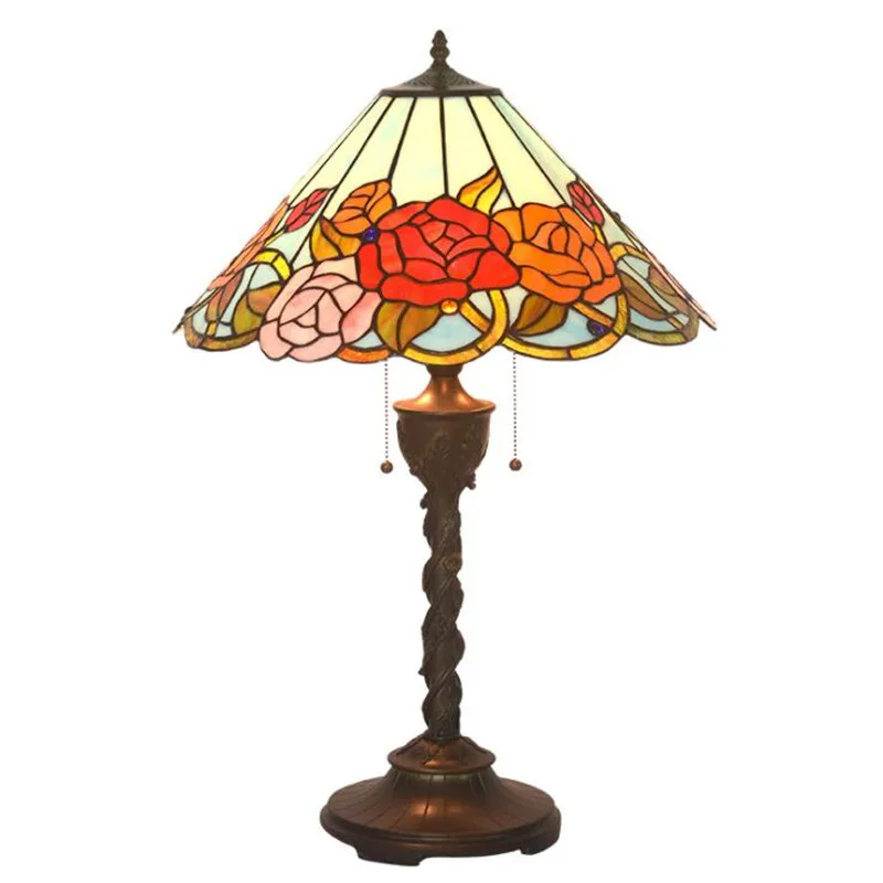 

Pastoral Country Colorful Blue Glass Tiffany Table Lamp for Foyer Bed Room Apartment Glass Lighting Fixture H 63cm 1099