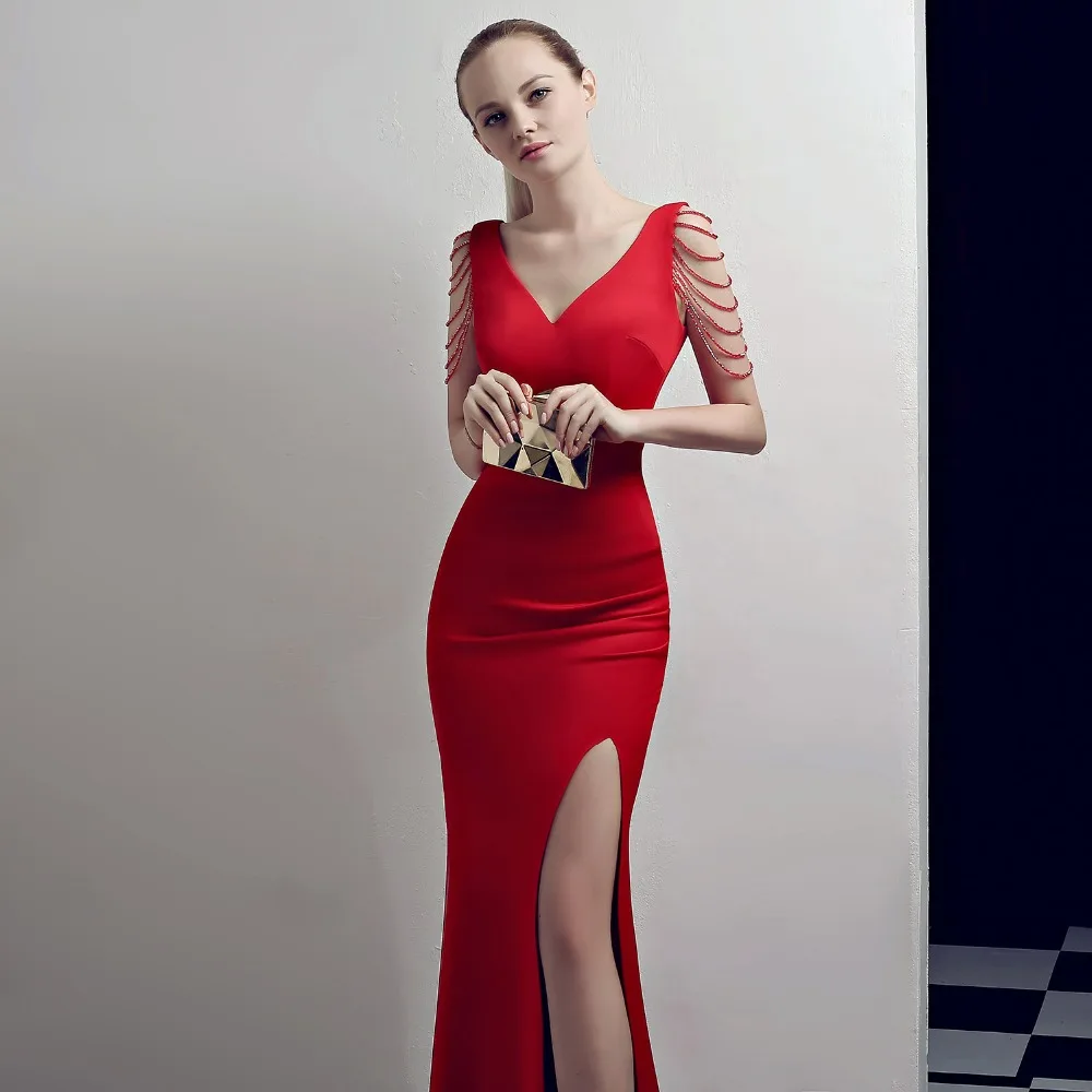 Plus Size Robe Rushed Sexy Slim Party Gown Summer Dress 2018  Sexy Fish Tail Dress Nobler's Annual Meeting Long Dress (14)