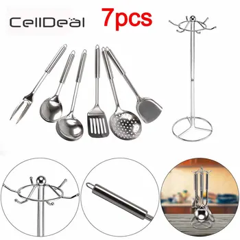 

CellDeal 7 PCS Kitchen Tool Set Stainless Steel Cooking Tools Utensils Utensil Gadget Set Durable Multifunctional Kitchenware